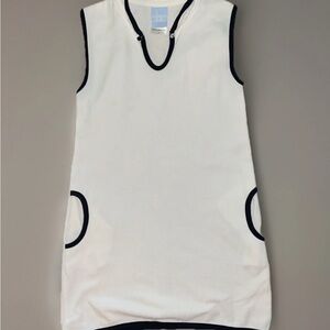 Bella Bliss White and Navy Sleeveless Cotton Dress